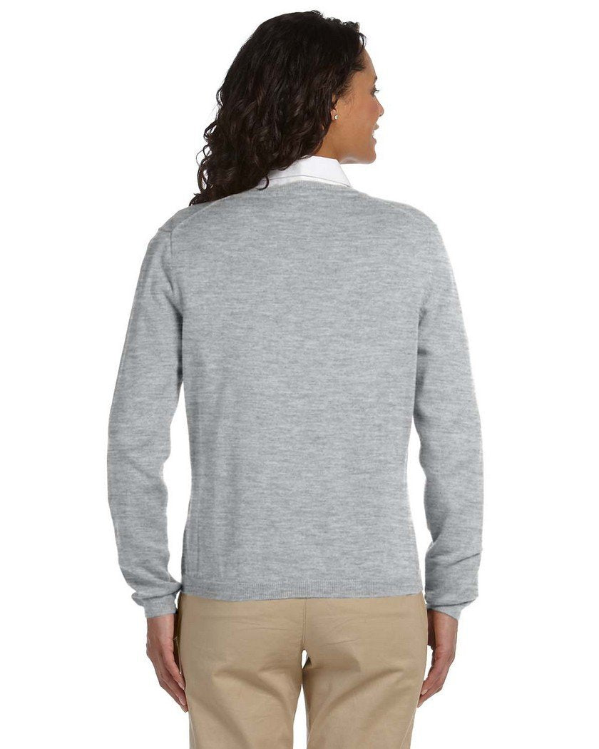Ladies V-Neck Sweater - gREY HEATHER - S(D0102H7YP5P)