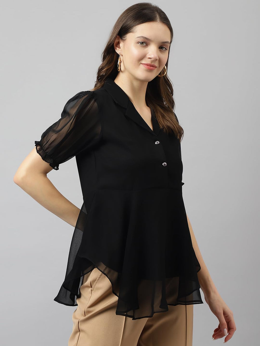 TOOCHKI Womens Solid Regular Fit Top (Toochki088-TP_Black