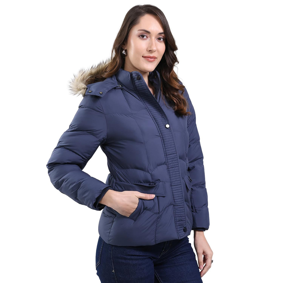 Monte Carlo Women Regular Fit Solid Hooded Neck Side Pocket Zipper Closure Full Sleeve Winter Jacket| Women Winter Jacket | Styl 2
