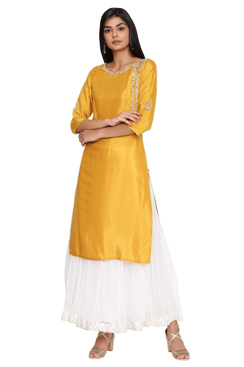 W For Woman Women'S Viscose Regular Kurta (21Auw16340-216132_Yellow_18)