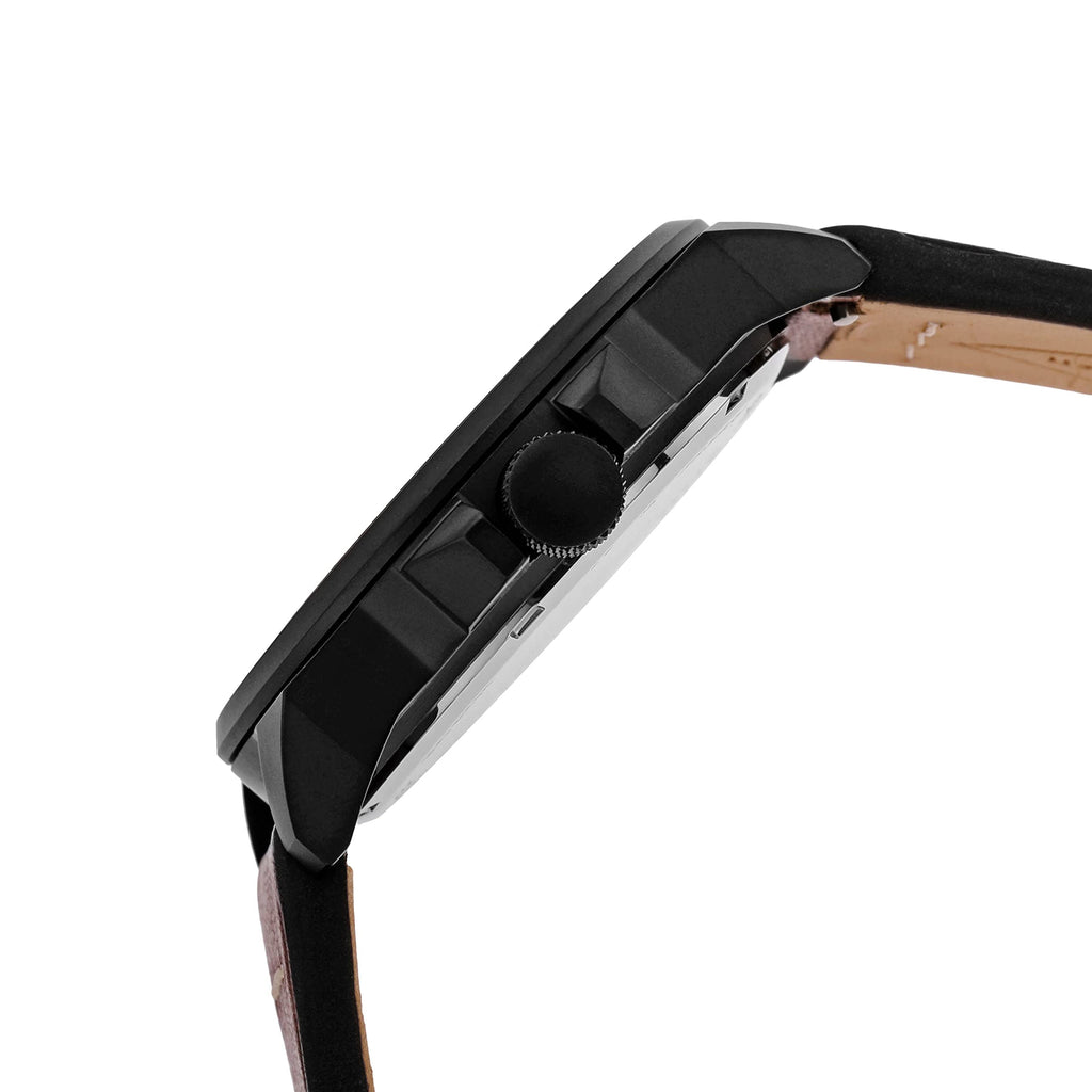 Fossil Men's Bronson Quartz Stainless Steel and Leather Three-Hand Watch, Color: Black, Dark Brown (Model: FS5938)