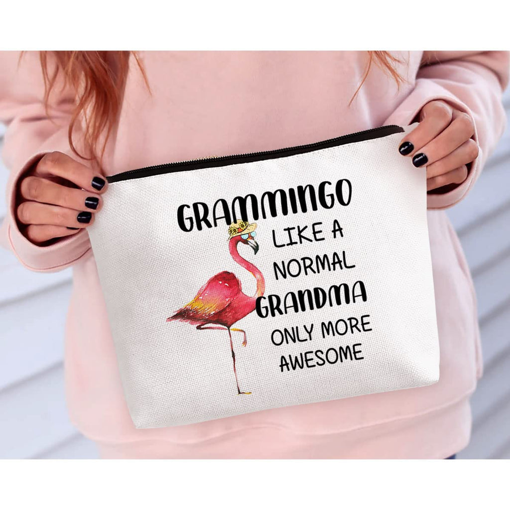 Grandma Gift, Mother's Day Gift for Grandma Mom, Flamingo Gift for Flamingo Lovers, Zipper Makeup Bag, Grammingo Like A Normal G