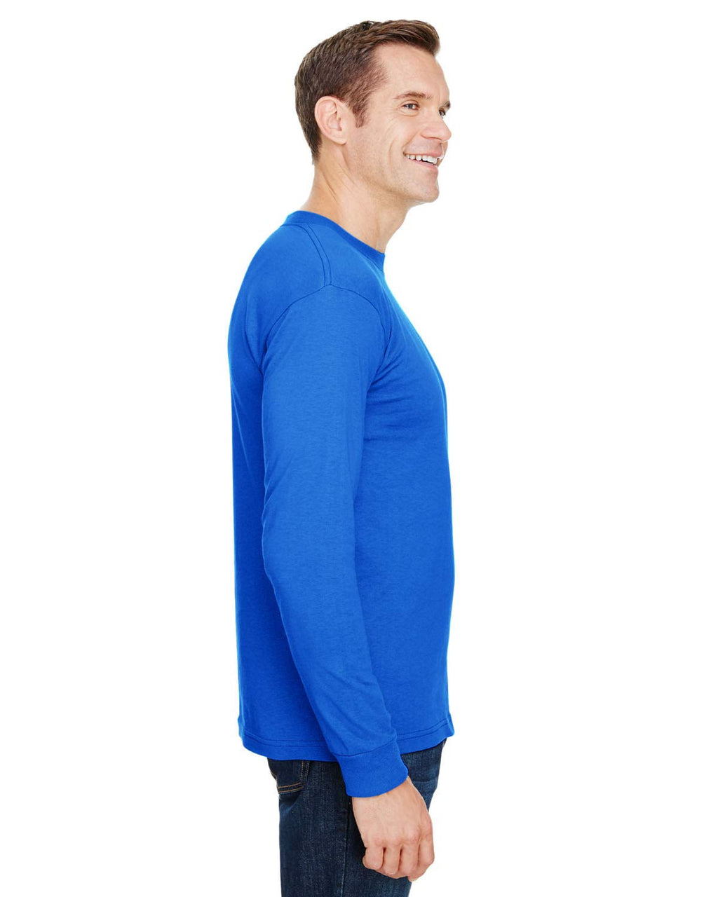 Unisex Union-Made Long-Sleeve Pocket crew T-Shirt - ASH - S(D0102H7MXE2)