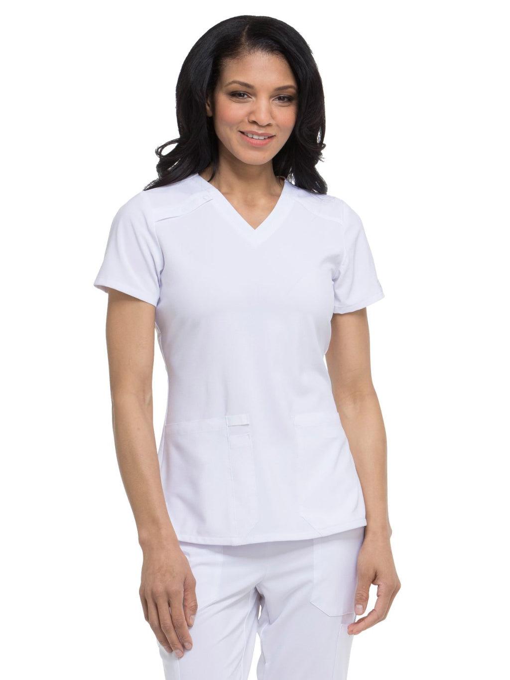 Dickies EDS Essentials Scrubs, V-Neck Womens Tops with Four-Way Stretch and Moisture Wicking Plus Size DK615, 4XL, White