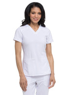 Dickies EDS Essentials Scrubs, V-Neck Womens Tops with Four-Way Stretch and Moisture Wicking Plus Size DK615, 4XL, White