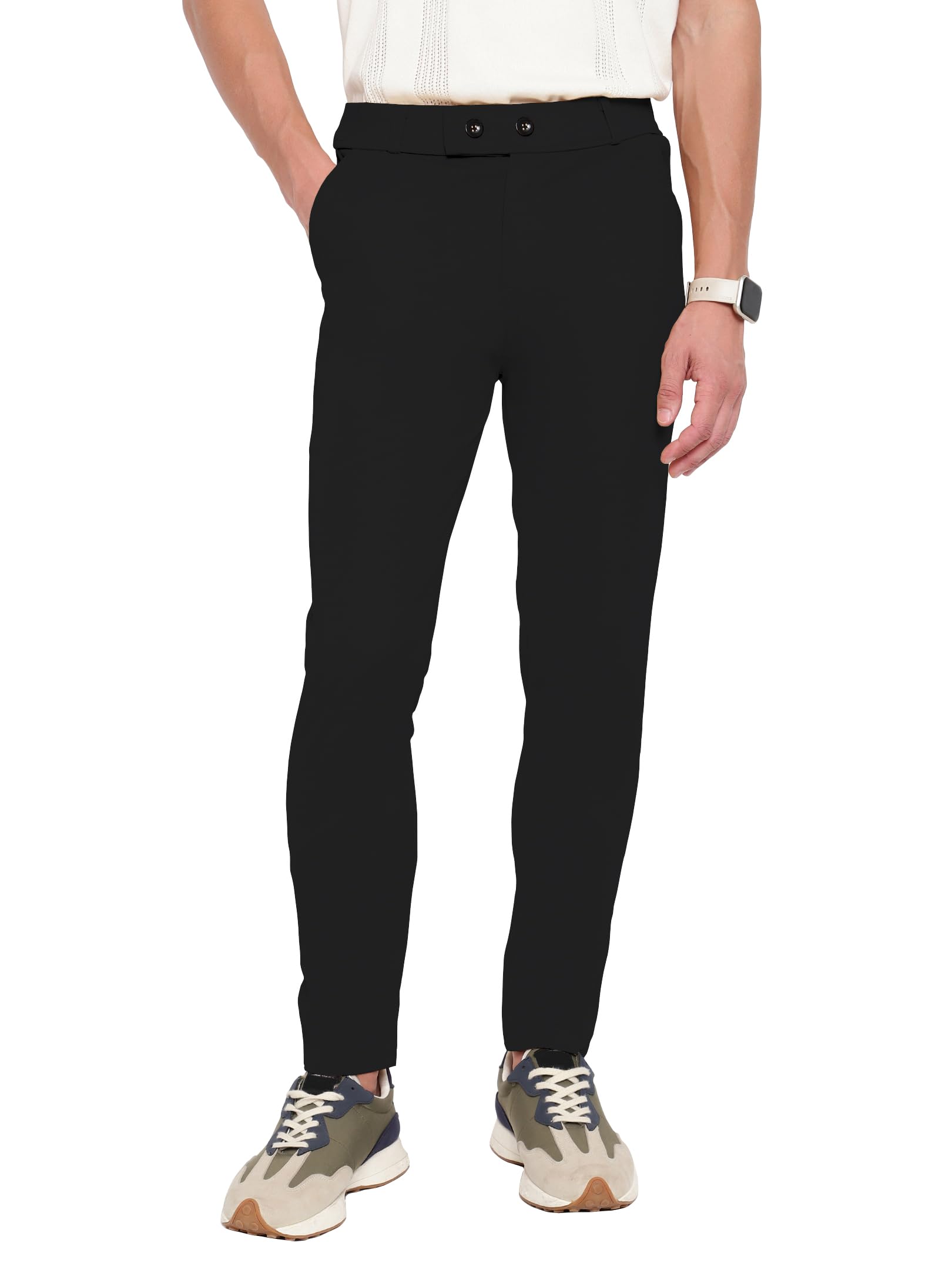 Black Mens Trouser II Mens Regular Casual Pants II Mens Regular Fit Casual Trouser (Trousers-121-Black-32)