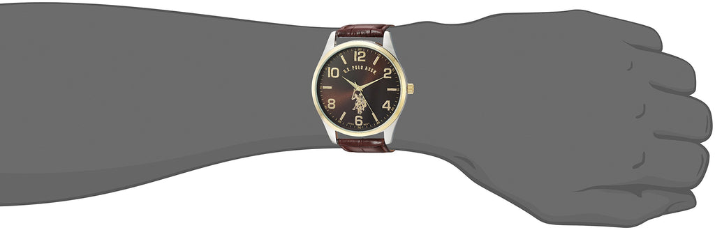 Accutime U.S. Polo Assn. Classic Men's USC50225 Watch with Brown Faux-Leather Strap