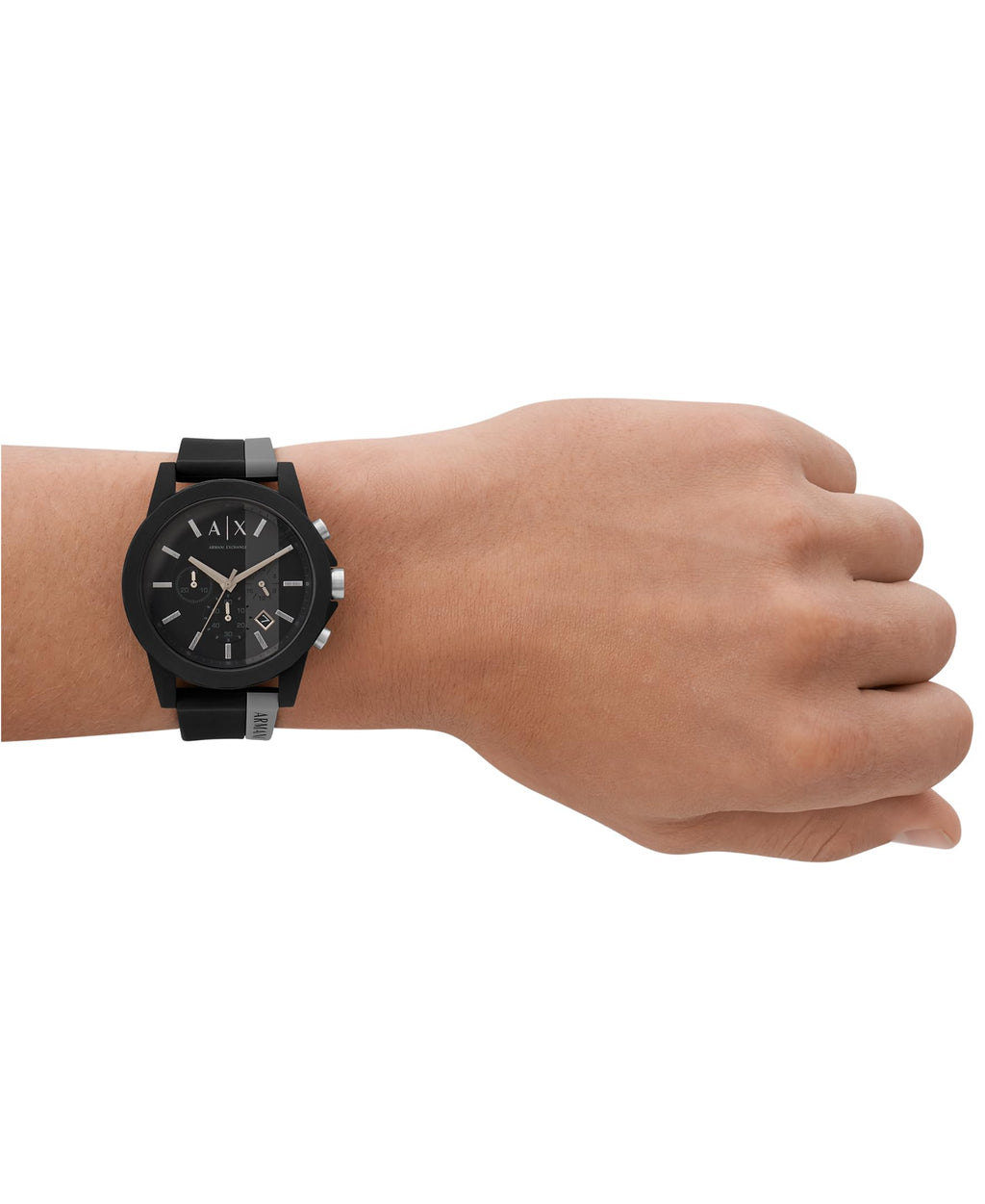 A|X ARMANI EXCHANGE Men's Chronograph Black & Gray Silicone Strap Watch (Model: A|X1331)