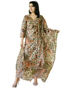 ANNI DESIGNER Womens Cotton Blend Straight Printed Kurta with Pant & Dupatta (Uskana Beige_L_Cream_Large)