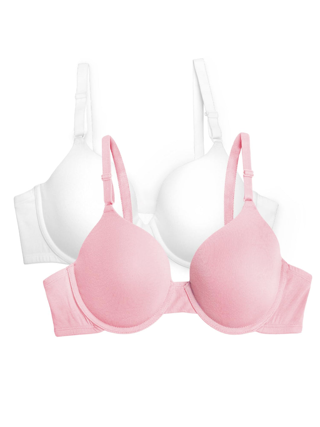 Fruit of the Loom Women's 2-Pack T-Shirt Bra, White/Blushing Rose, 42D