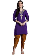 Womanista WomenS Silk Blend Solid Straight Set (Co-Ords_9133_Purple