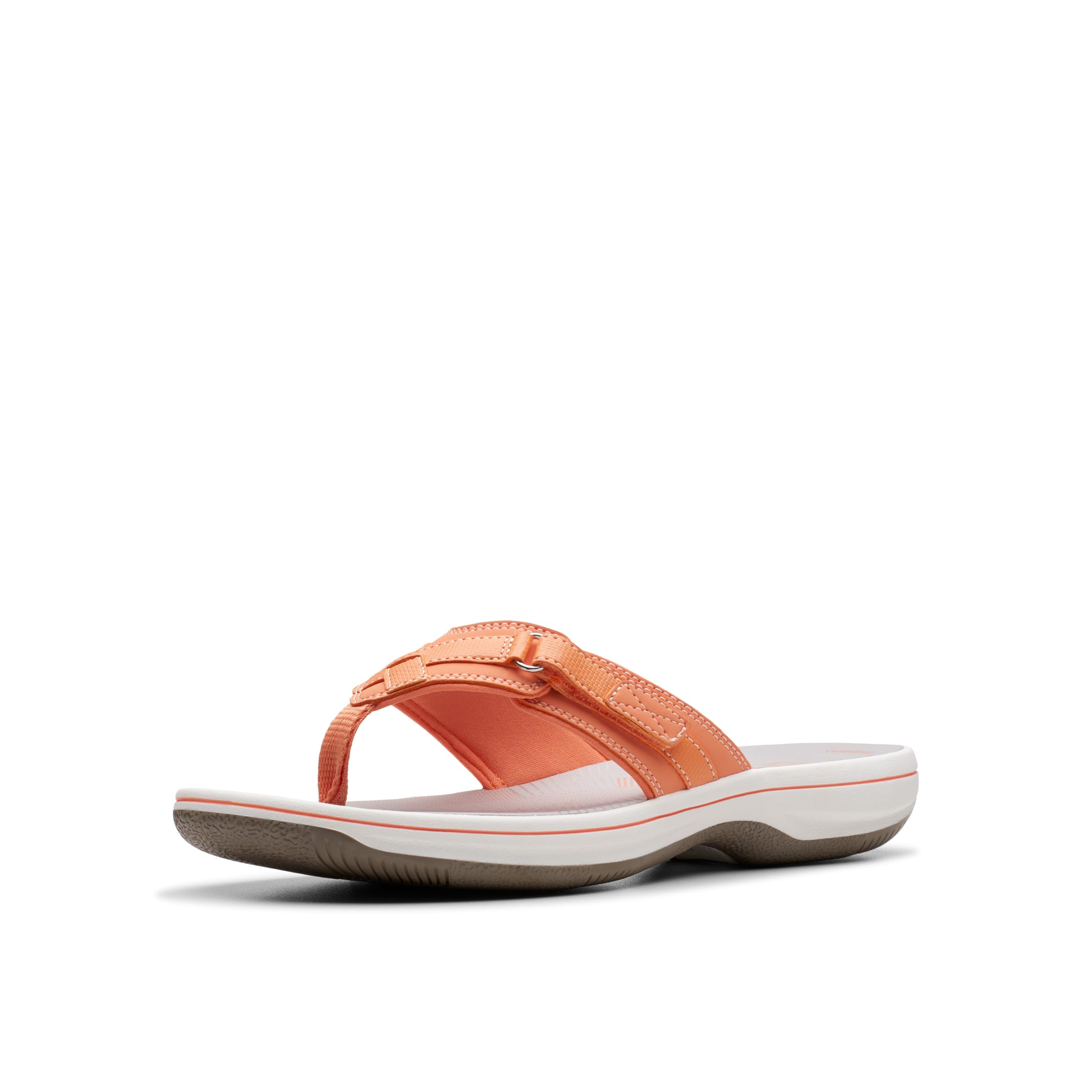 Clarks Women's Breeze Sea Flip-Flop, Tangerine/Pop Synthetic, 8