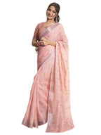 Satrani Womens Cotton Printed Zari Stripe Ready To Wear Saree with Unstitched Blouse Piece (18RS160N_Rose Pink)