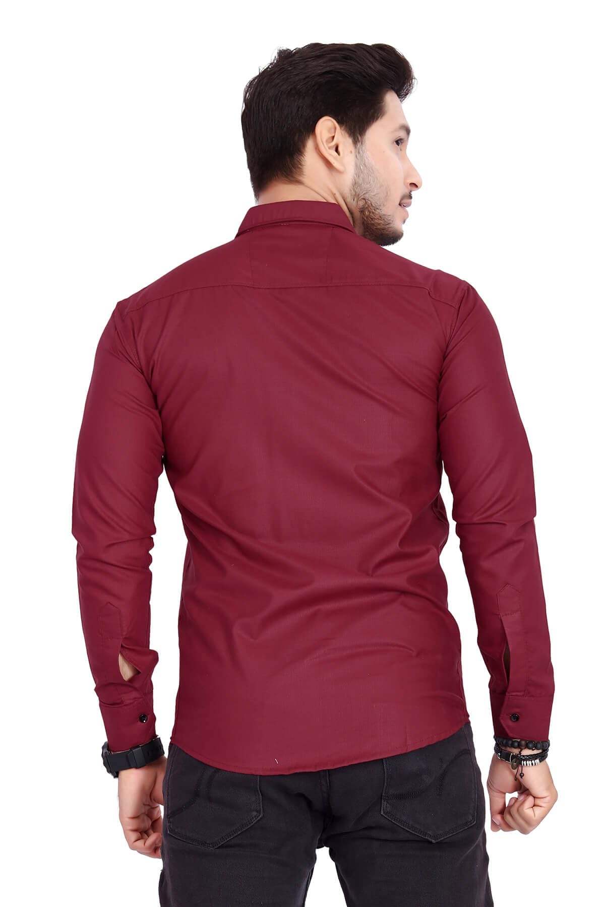 Rebelify MenS Cotton Shirt With Pockets Full Sleeves Spread Collar Solid Pattern Botton Down Closure Regular Fit And Standard L