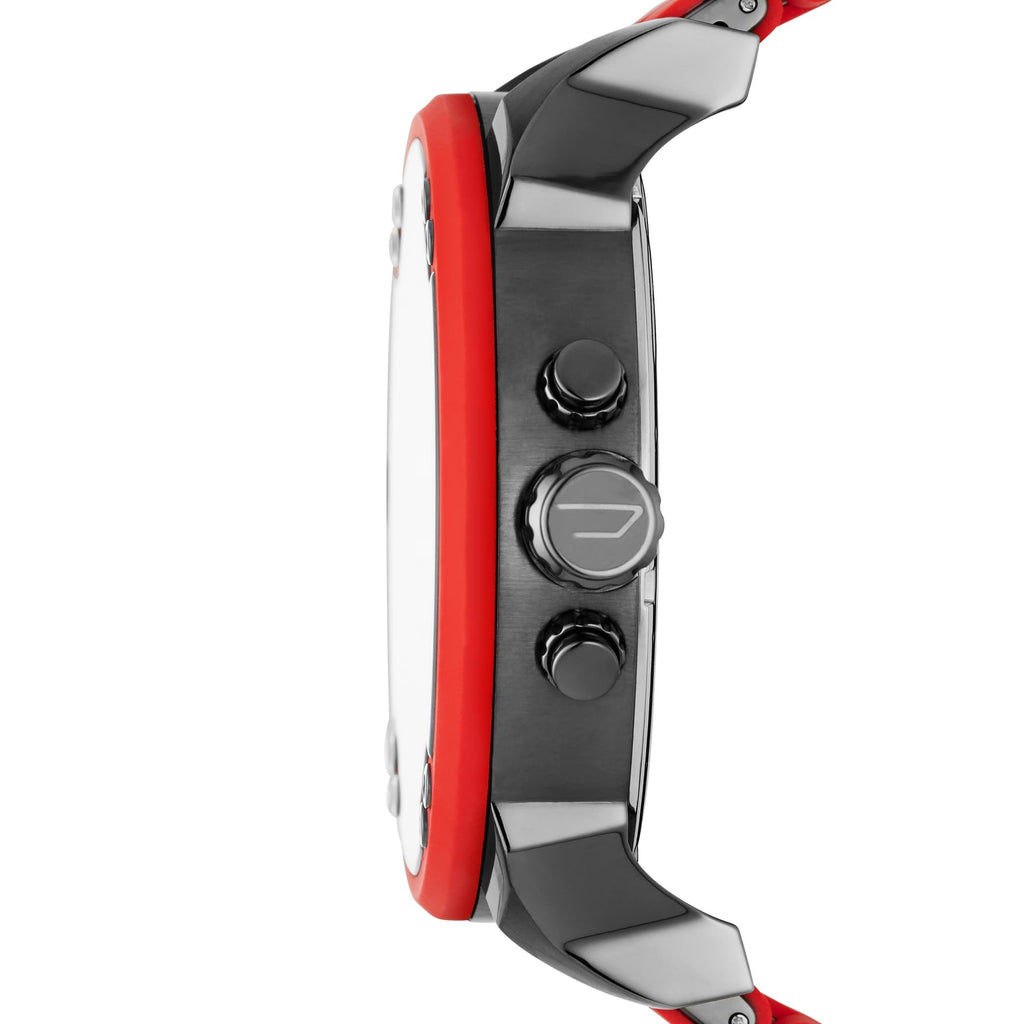 Diesel Mr. Daddy 2.0 Stainless Steel and Silicone Chronograph Men's Watch, Color: Gunmetal, Red (Model: DZ7370)
