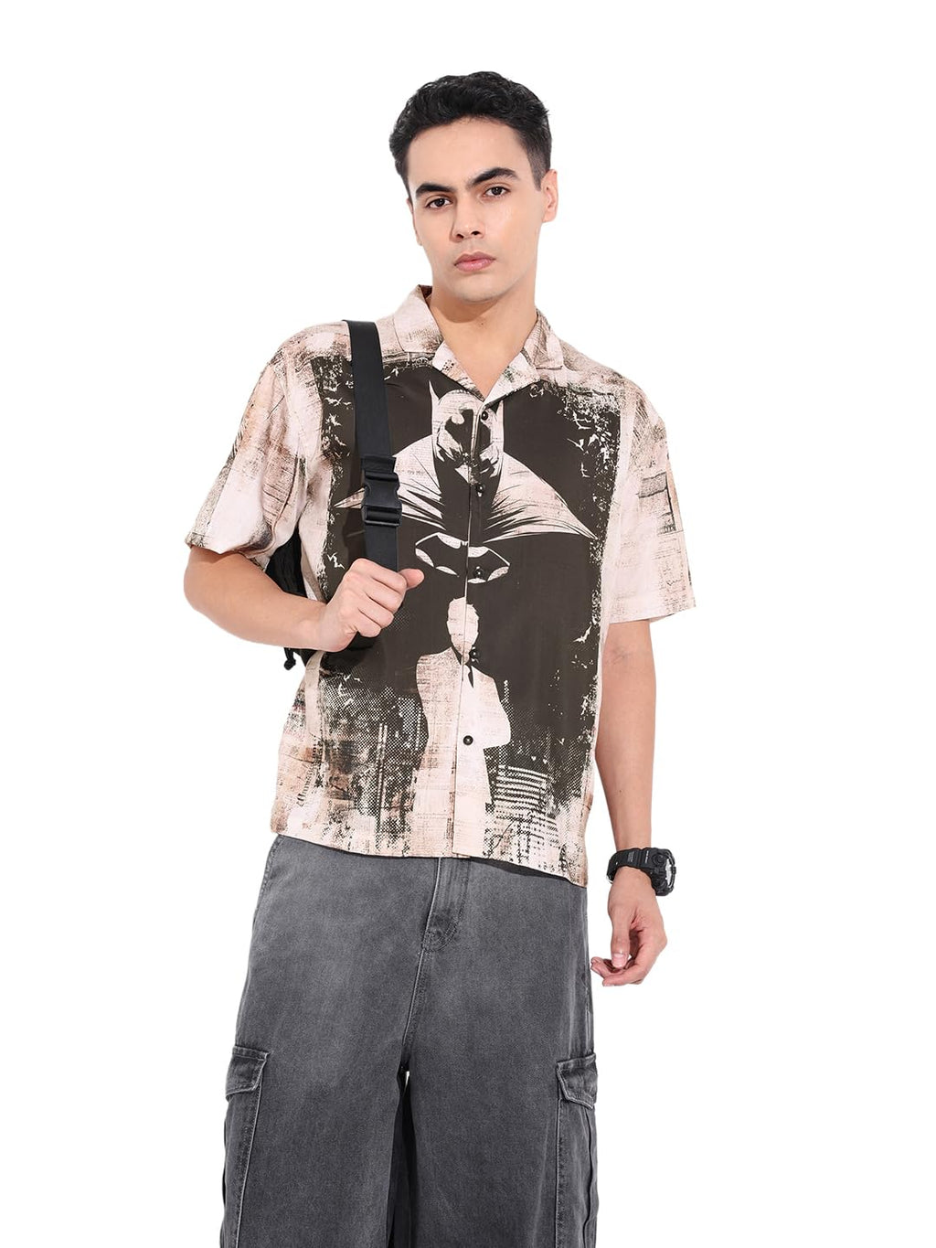 The Indian Garage Co Mens Relaxed Fit Batman Printed Street Sweater