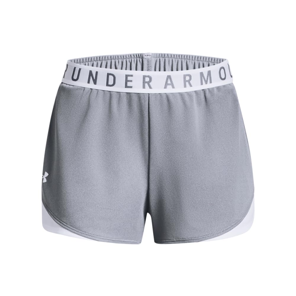 Under Armour Womens Play Up 3.0 Shorts, (055) Steel Light Heather/White/White, XX-Large
