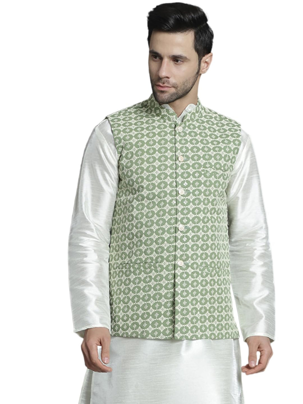 Jompers Mens Embroidered And Sequins Nehru Jacket