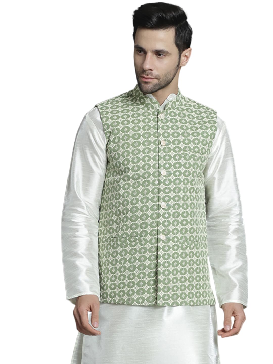 Jompers Mens Embroidered And Sequins Nehru Jacket