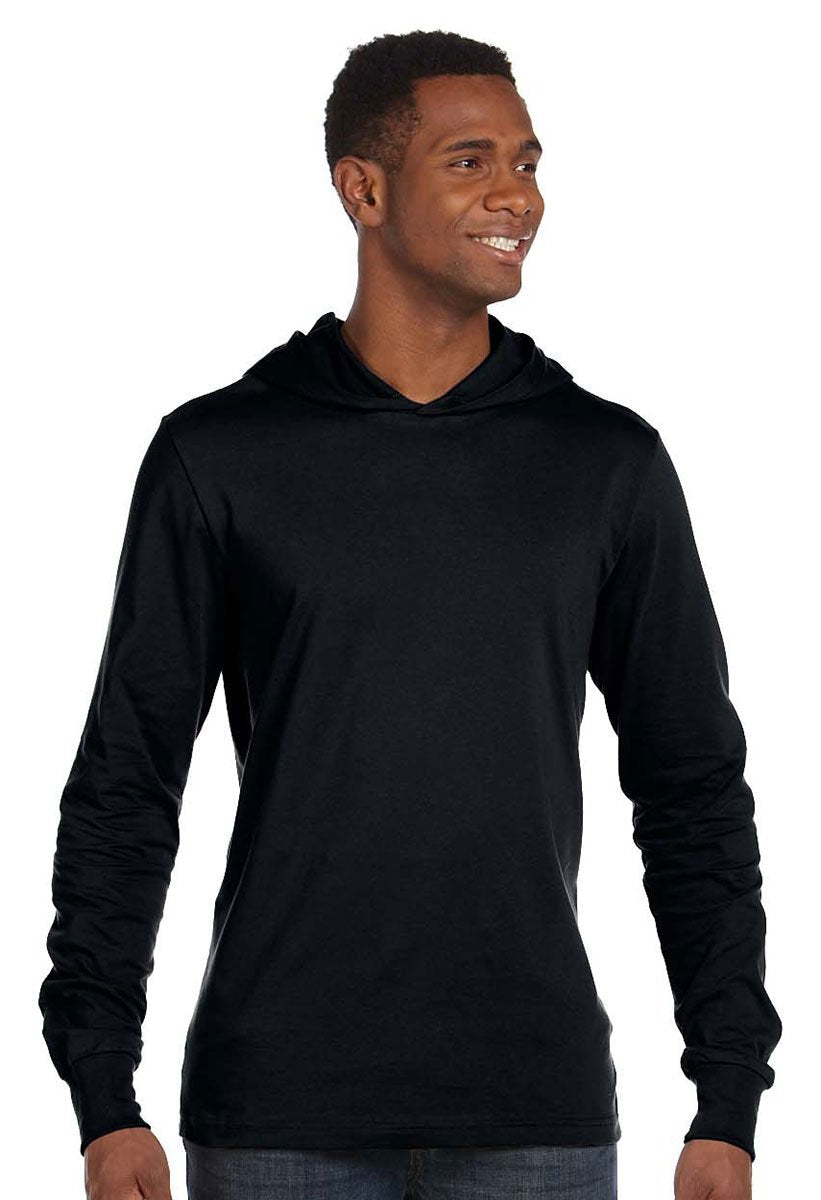 Unisex Jersey Long-Sleeve Hoodie - HEATHER NAVY - XS(D0102H7899X)