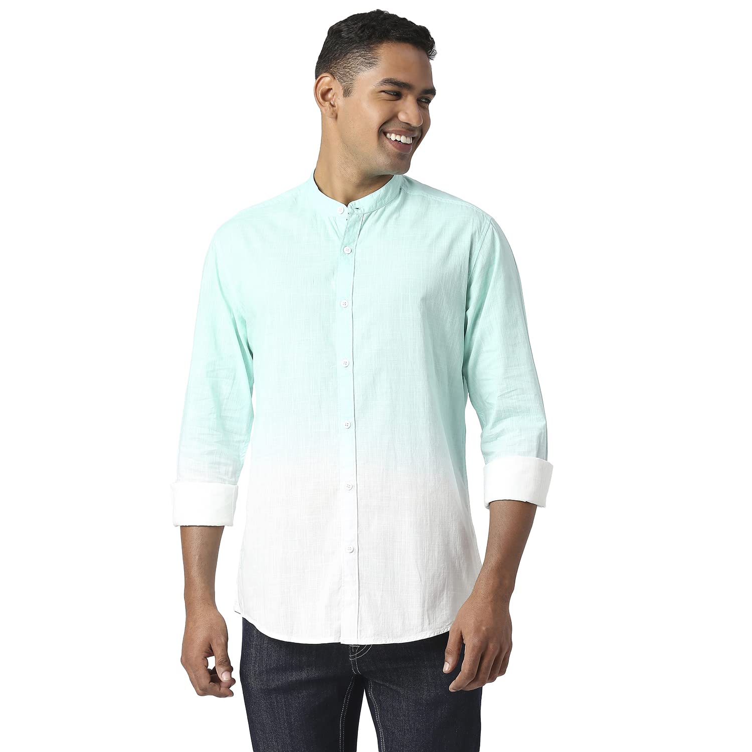 Pepe Jeans MenS Regular Fit Ombre Dyed Shirts Green
