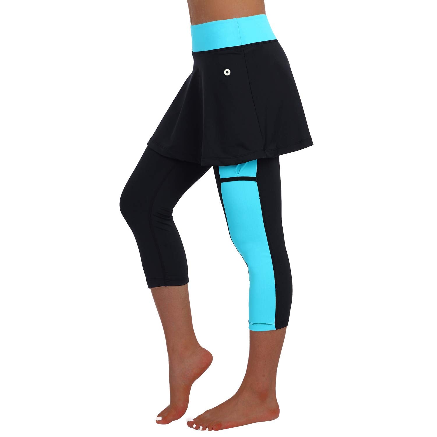 ANIVIVO Skirted Legging for Women, Skirted Capri Women Tennis Leggings with Pockets& Legging with Skirts Tennis Clothes(Black,M-
