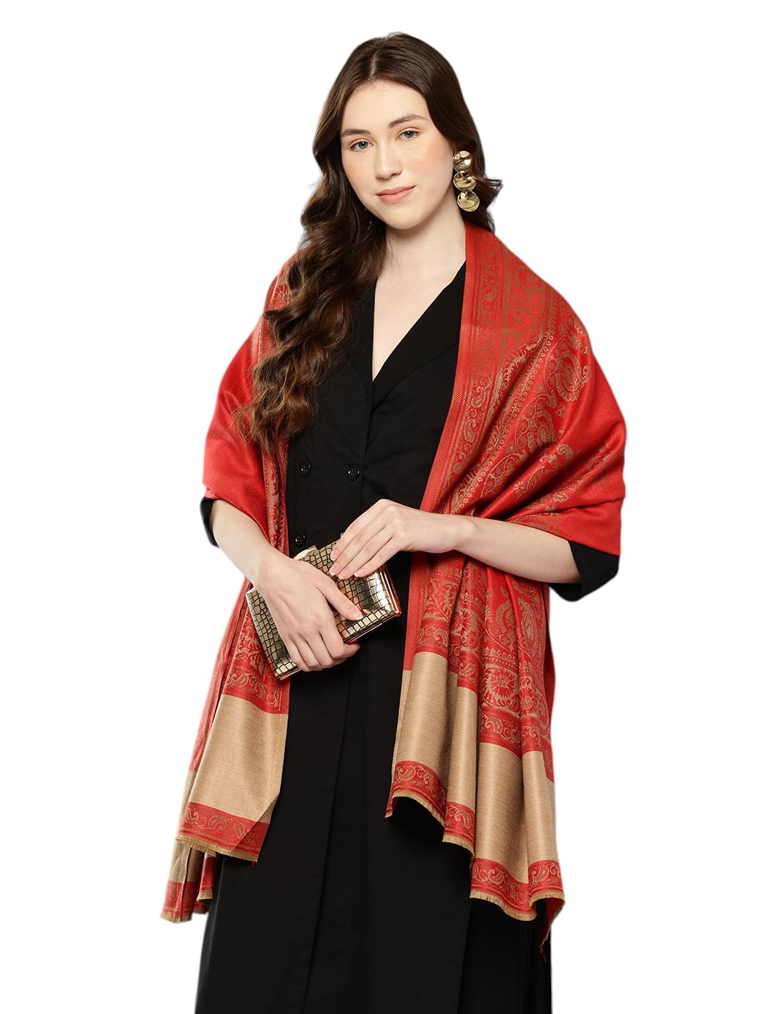 Aarika Womens Winter Wear Blue Colour Floral Woolen Shawl-(FREE-SIZE)-(SWL-W-AS-114-RED-FREE-SIZE)