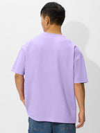 The Souled Store Oversized T-Shirt: Lavender Bliss Men and Boys Short Sleeves Round Neck Solid Cotton Oversized T-Shirts