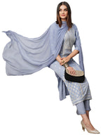 ANNI DESIGNER Womens Cotton Blend Straight Printed Kurta with Pant & Dupatta (Paridhan Grey_XXL_Grey_XX-Large)