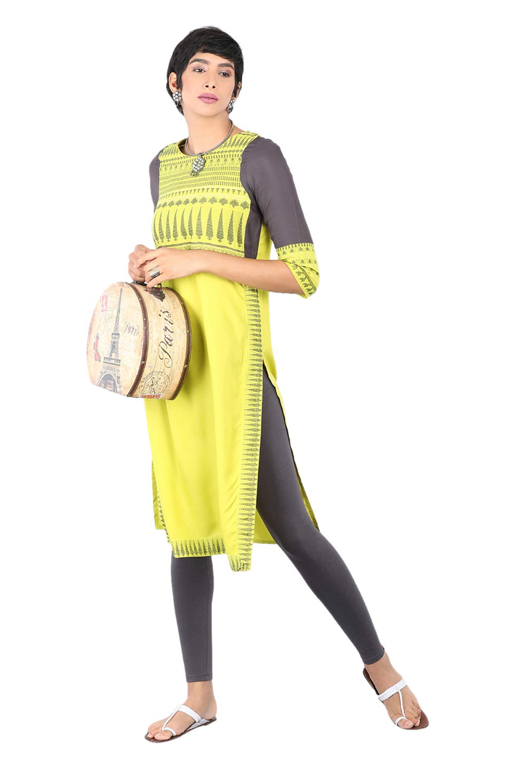 W For Woman Straight Kurta (18Auw11254-310094_Green_12)