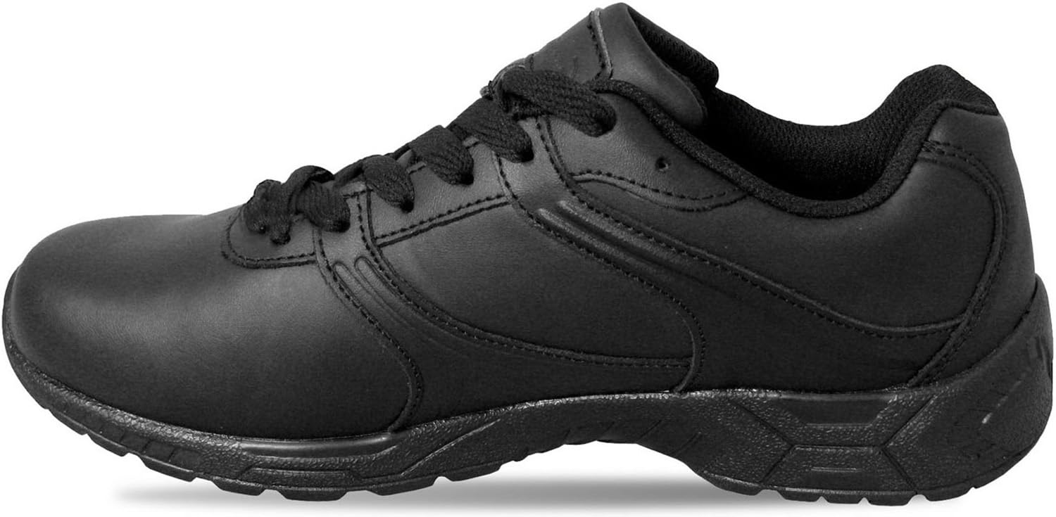 Genuine Grip 1030-9W Mens Slip-Resistant Leather Work Shoes  Black - Size 9 Wide