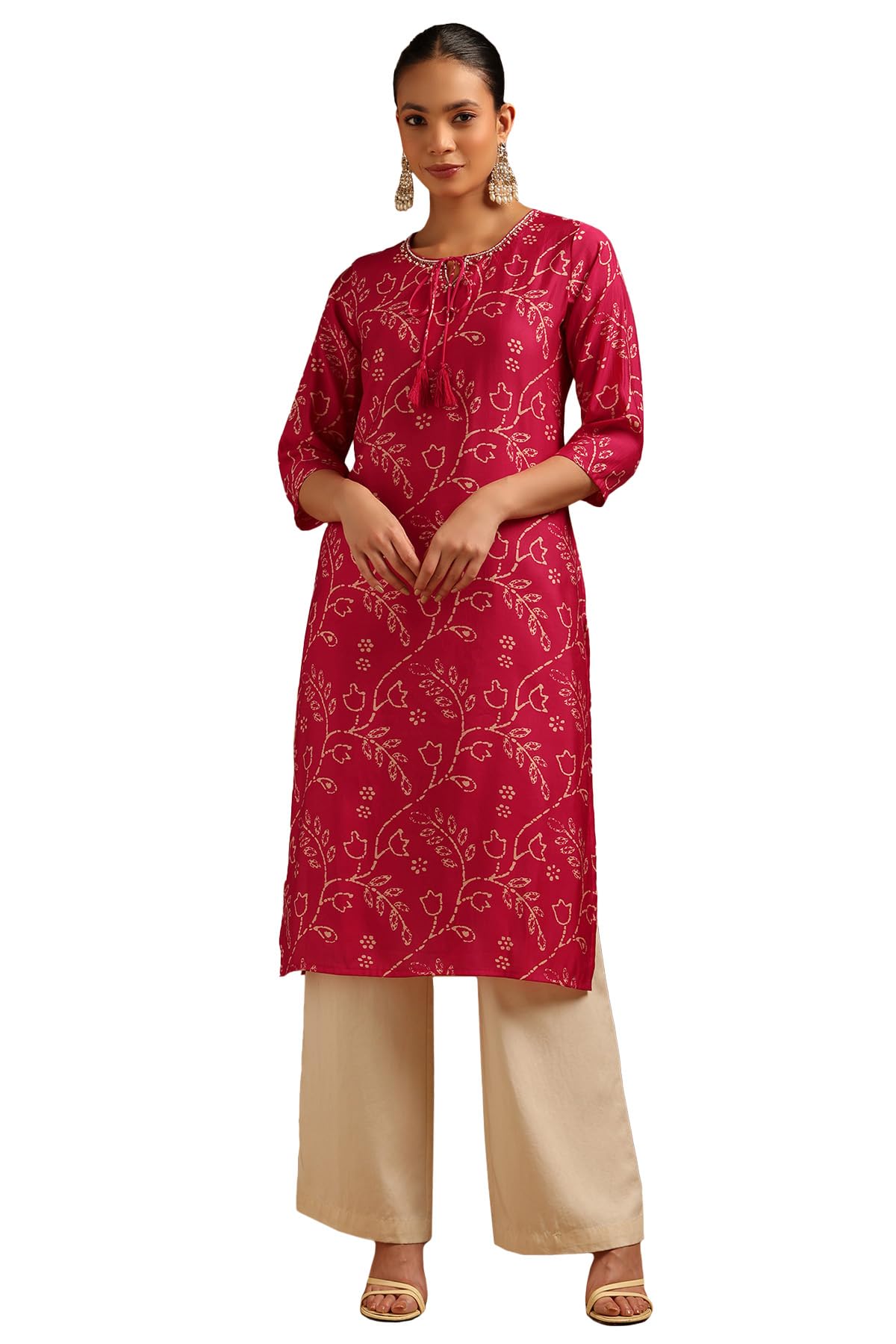 Soch Women Chanderi Botanical Kurta with Beads