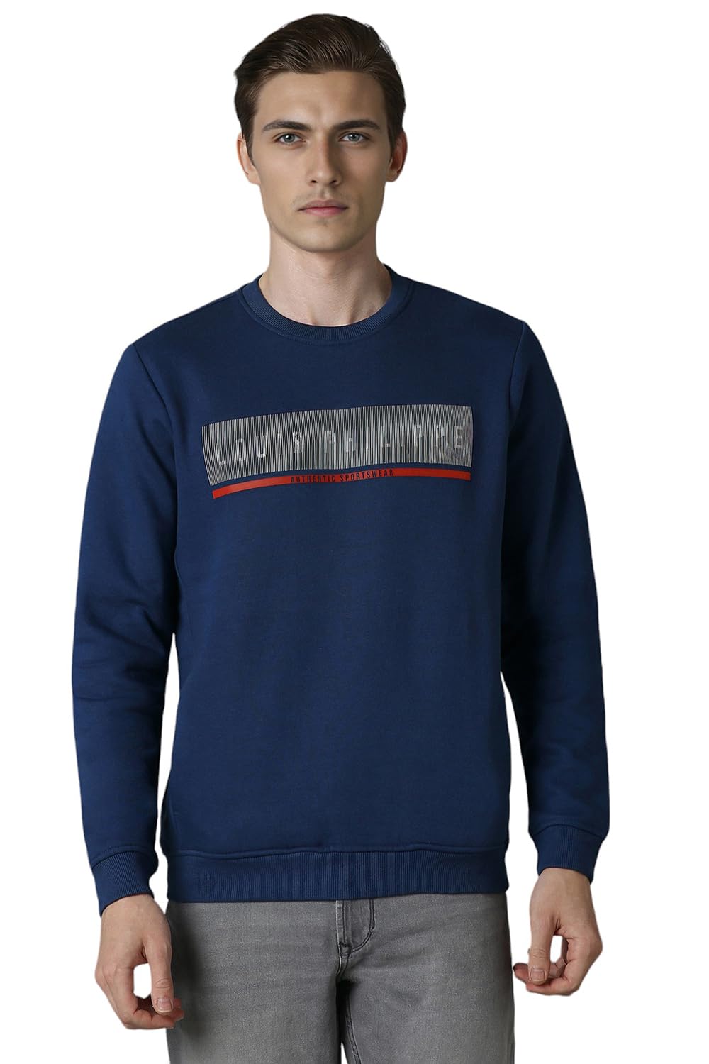 Louis Philippe MenS Polycotton Shawl Neck Sweatshirt (Lystcrgpq37869_Navy
