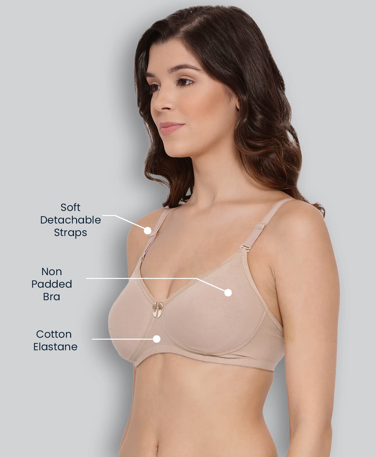 Lyra WomenS Cotton Non Padded Wire Free Seamless Bra Skin