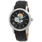 Mathey-Tissot Skeleton Genuine Leather Strap Black Dial Automatic H7053AN Mens Watch