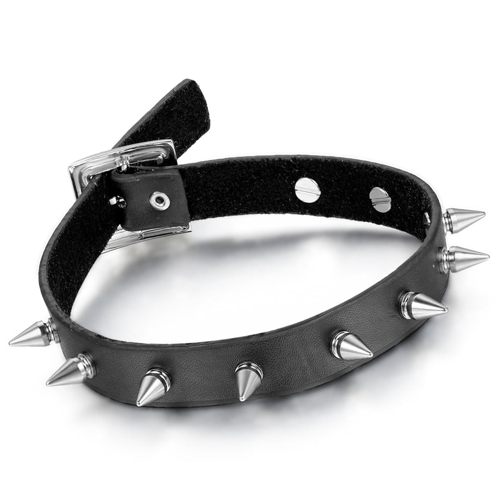 OIDEA Womens Punk Spiked Leather Choker Collar Necklace with Adjustable Size Buckle Halloween Decorations