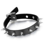 OIDEA Womens Punk Spiked Leather Choker Collar Necklace with Adjustable Size Buckle Halloween Decorations