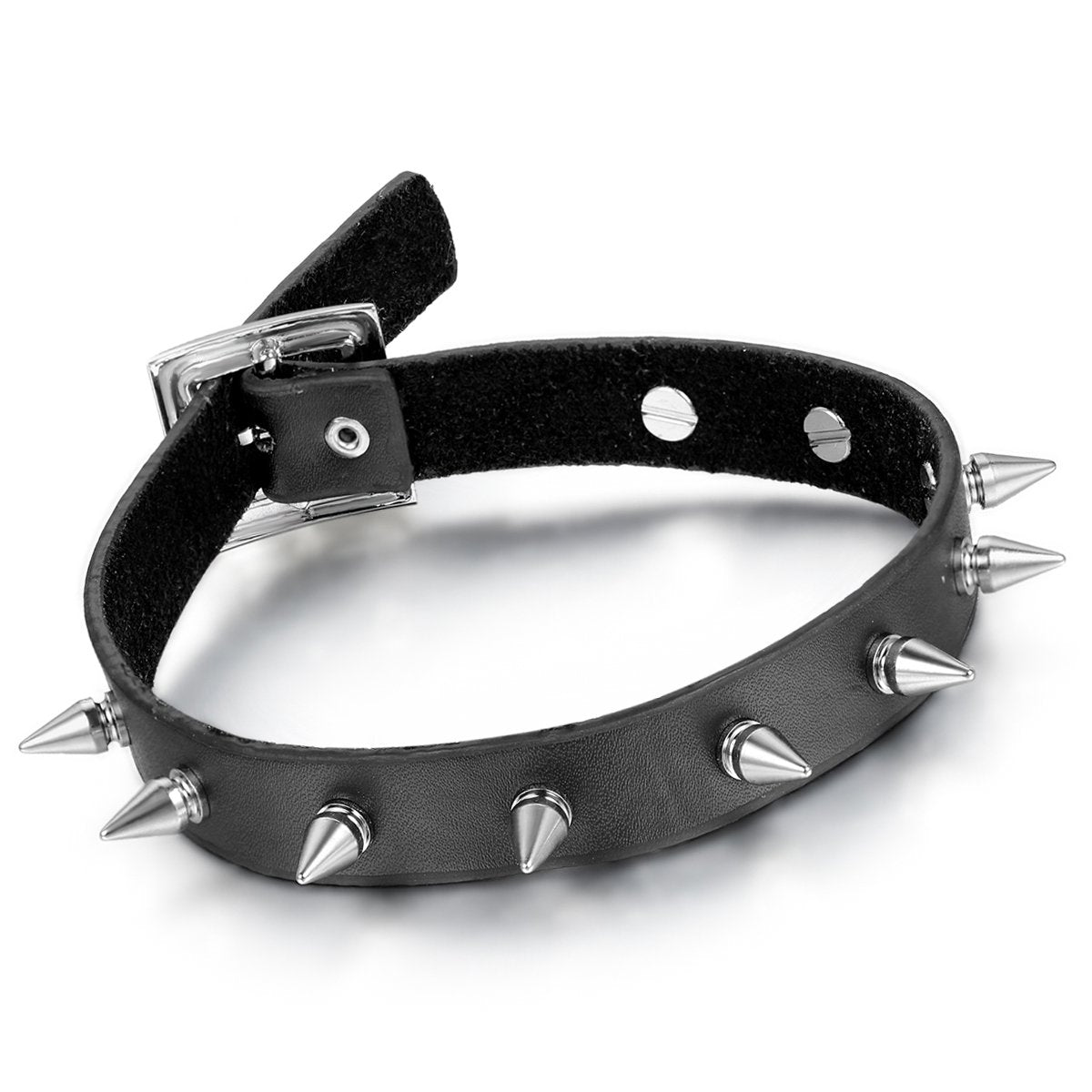 OIDEA Womens Punk Spiked Leather Choker Collar Necklace with Adjustable Size Buckle Halloween Decorations