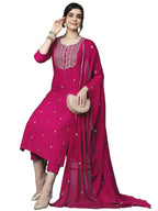 ANNI DESIGNER Womens Cotton Blend Embroidered Straight Kurta with Pant & Dupatta (Kasturi Pink-APL_5XL_Pink_XXXXX-Large)
