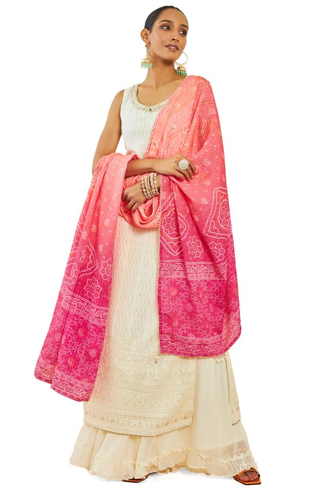 Soch Women Georgette Sequin Embroidered Suit Set with Contrast Dupatta