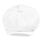 BOTVELA Men's Newsboy Flat Cap 100% Cotton Gatsby Ivy Golf Cabbie Hat (White, 7 7/8)