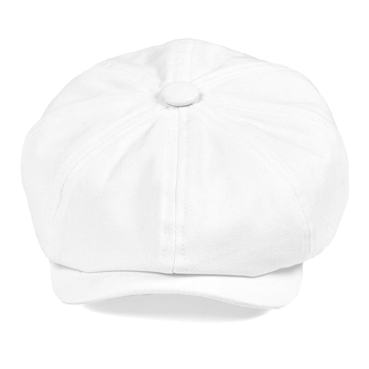BOTVELA Men's Newsboy Flat Cap 100% Cotton Gatsby Ivy Golf Cabbie Hat (White, 7 7/8)