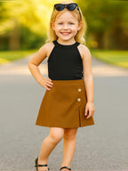 A.T.U.N. (ALL THINGS UBER NICE) Girls Stylish Two Piece Outfit Set with Sleeveless Tank Top and Skort | Casual Summer Clothing