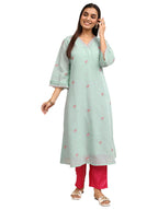 Libas Embroidered Chanderi Cotton A-Line Kurta-43108XXL