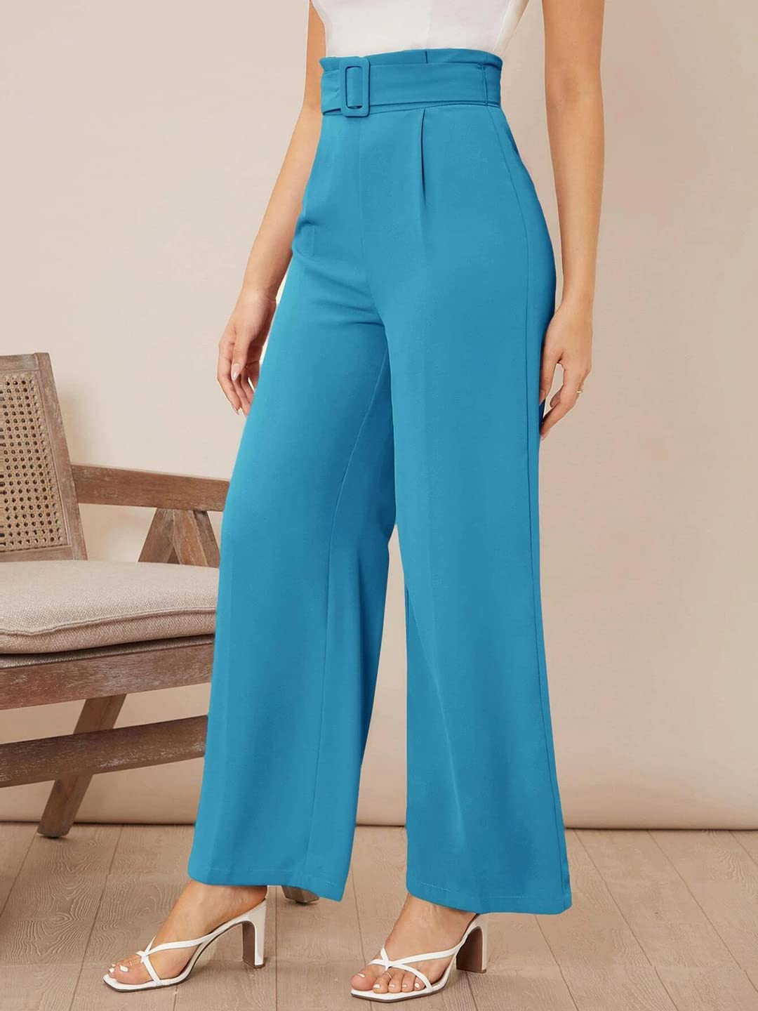 Kotty Pack Of 2 Women Flared Fit Multicolor Viscose Rayon Trousers