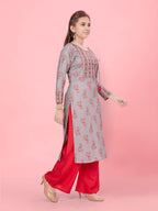 Aarika Girls Grey Color Floral Kurti