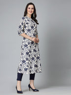 Stylum Women'S Floral Printed Rayon A-Line Kurta (Gaaziblue40_Blue, L)