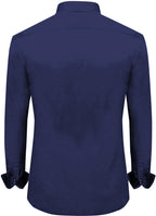 Rebelify MenS Cotton Blend Shirt With Pockets Full Sleeves Collared Neck Solid Pattern Botton Down Closure Relaxed Fit And Stan