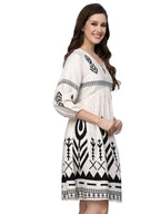 Stylum Womens Womens Off White Printed Rayon Flared Dress