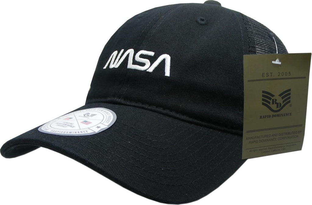 NASA Relaxed Trucker Caps, Worm, Black